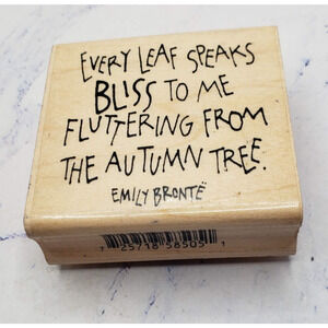 Inkadinkado Dawn Houser Every Leaf Speaks Bliss Emily Bronte Quote Rubber Stamp
